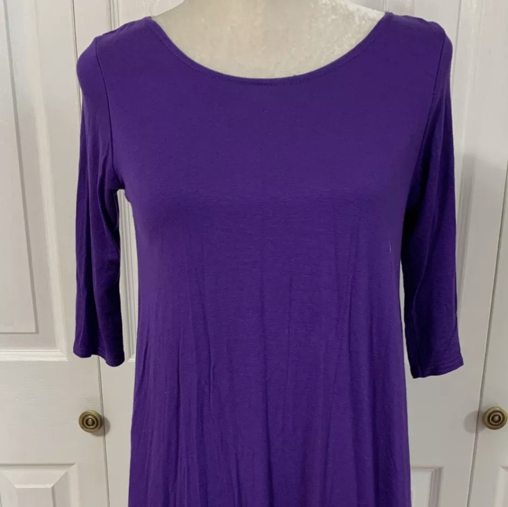 Boohoo purple 1/2 sleeve swing midi hi-low dress